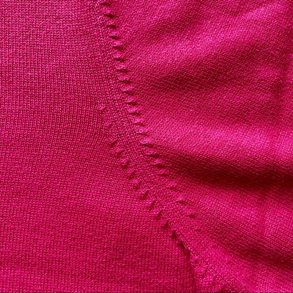 TanJay Lightweight 3/4 Sleeve Sweater - Hot Pink Cotton Knit - Picture 4 of 8